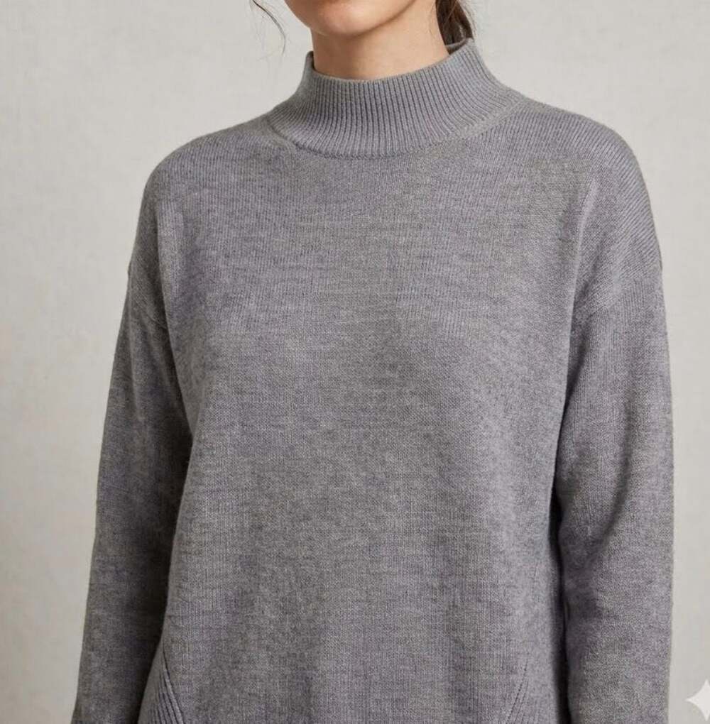 French Connection Gray Turtleneck Long Sleeve Knit Sweater